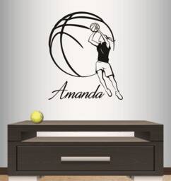 In-Style Decals Wall Vinyl Decal Home Decor Art Sticker Basketball Player Girl Woman Custom Name Sports Kids Room Removable Mural Design 67 - thumbnail 1