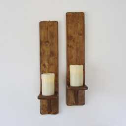 Pair Of Rustic Reclaimed Wood Wall Sconces Candle Holders Made To Order - thumbnail 3