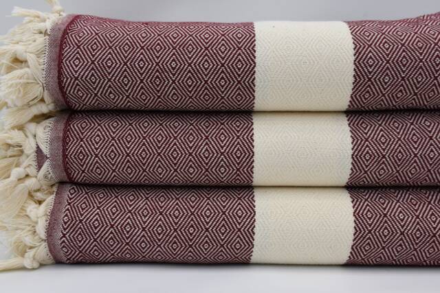 "Burgundy Diamond Blanket, Throw Blanket, 79""x95" - image 1