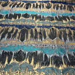 Handmade Lampshade in Fryetts Inca Abstract Print Gold, Blue, Navy Charcoal Colours. Various Sizes Available, Ceiling Or Table Lamp - thumbnail 4