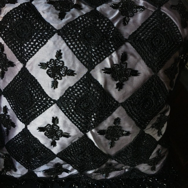 Black Lilac Velvet Pillow Cushion With Beads & Croquet Decor Fringes - image 1