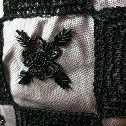 Black Lilac Velvet Pillow Cushion With Beads & Croquet Decor Fringes - thumbnail 3