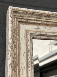 Handcrafted Antique Distressed White Solid Wood Wall Mirror - Artisan Home Decor