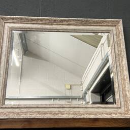 Handcrafted Antique Distressed White Solid Wood Wall Mirror - Artisan Home Decor - thumbnail 3