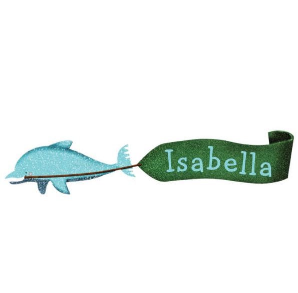 Personalized Dolphin Name Banner Wall Decal For Kids Room - Stk1034 - image 1