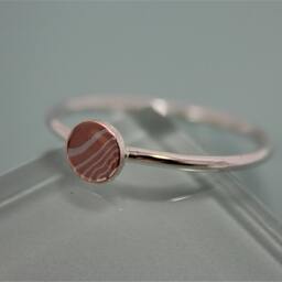 Mokume Gane Dot Ring Recycled Sterling Silver Faux Bois Tiger Stripe Circle Disc Initial Monogram Signet Stack Tinysparklestudio - thumbnail 3