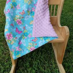 Pink Butterfly Lovey, Pink Child's Lovey Blanket, Expecting Mom Gift, Baby Girl Blanket - thumbnail 1
