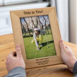 Golf Photo Frame - Personalised Hole in One Gift For Golfer Oak Picture Lc219 - thumbnail 2