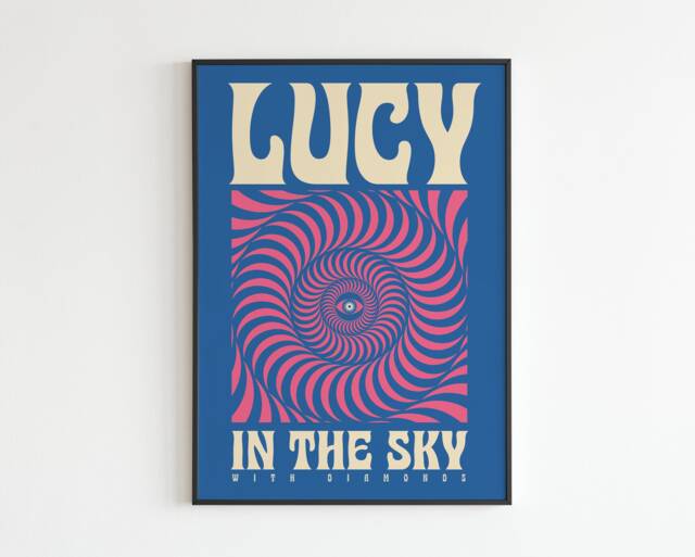 Lucy in The Sky With Diamonds - V2- Lyrics Music A3 A4 A5 Wall Art Poster Print Bauhaus Gig - image 1