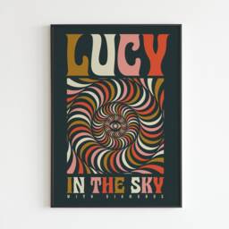 Lucy in The Sky With Diamonds - V2- Lyrics Music A3 A4 A5 Wall Art Poster Print Bauhaus Gig - thumbnail 2