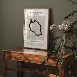 Abstract Tanzania Map Vintage Wall Art Print Picasso + Matisse Inspired Travel Poster - thumbnail 3