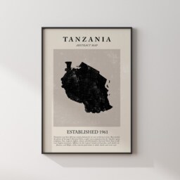 Abstract Tanzania Map Vintage Wall Art Print Picasso + Matisse Inspired Travel Poster - thumbnail 2