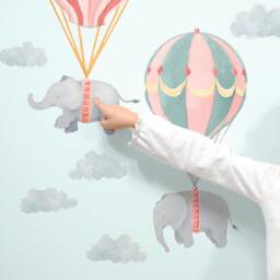 Off We Go Hot Air Balloon Elephants - Pink Peel-And-stick Wall Decals Mej - thumbnail 3