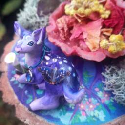 Moon Child Polymerclay Fairy Fawn Diorama 13cm X 5cm - thumbnail 2