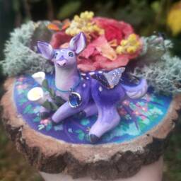 Moon Child Polymerclay Fairy Fawn Diorama 13cm X 5cm - thumbnail 3