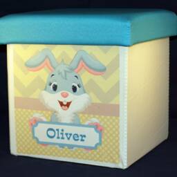 Original New Born Baby Gift - Personalised Ottoman & Teddy Bear - thumbnail 2