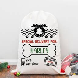 Christmas Personalised Pet Santa Sacks - Dog Paw Xmas Gift Stocking Filler Sack For Dogs Pets - thumbnail 2