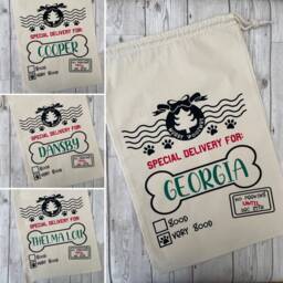 Christmas Personalised Pet Santa Sacks - Dog Paw Xmas Gift Stocking Filler Sack For Dogs Pets - thumbnail 3