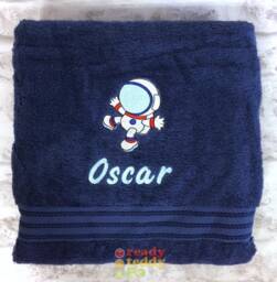 Personalised Swimming/Bath Towel Sheet Astronaut Spaceman Embroidered Unisex Boys Girls Children's Kids With Any Name 500Gsm - thumbnail 1