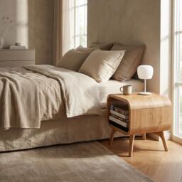 Solid Oak Bedside Table, Rounded Scandinavian Design, Bespoke Furniture - thumbnail 3