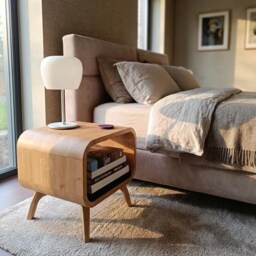 Solid Oak Bedside Table, Rounded Scandinavian Design, Bespoke Furniture - thumbnail 2