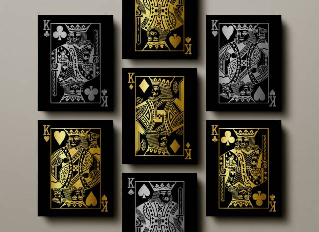 Gold/Silver King Playing Card Canvas/Hearts Diamonds Spades Clubs Prints Wall Art - image 1