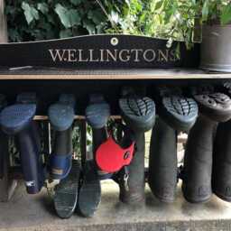 Welly Boot Rack, Wooden Holder, Wellington Storage, Shoe/Walking Boot Rack, Engraved Rack - thumbnail 3