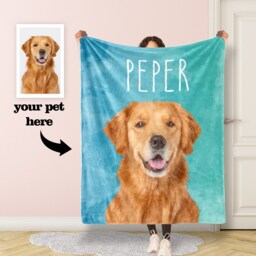 Personalized Pet Photo Blanket, Picture Blanket With Name, Memorial Dog Blanket Cat Gift - thumbnail 2
