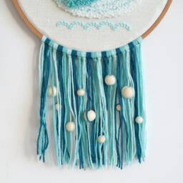 Whale Punch Needle Wall Hanging - Nursery Decor - thumbnail 4
