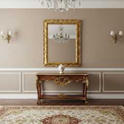 Rectangular Baroque Wall Mirror in Silver & Gold Leaf - French Rococo Style Made Italy - thumbnail 4