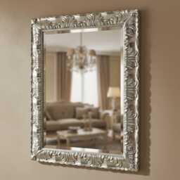 Rectangular Baroque Wall Mirror in Silver & Gold Leaf - French Rococo Style Made Italy