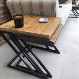 Nesting Table, Coffee Tables Set Handmade From Steel & Wood - thumbnail 2