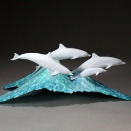 Dolphin Pod By John Perry Pellucida 11 in Long Sculpture Figurine Decor Statue - thumbnail 2