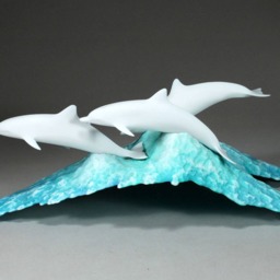 Dolphin Pod By John Perry Pellucida 11 in Long Sculpture Figurine Decor Statue - thumbnail 3