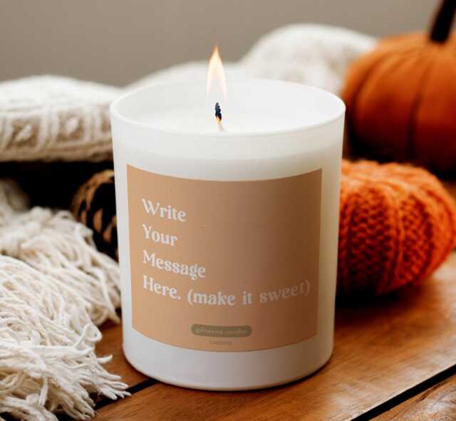 Personalised Soy Candle With Custom Text Hand-Poured Gift For Halloween Parties Thank You Presents Birthdays Or Housewarming Gifts - image 1