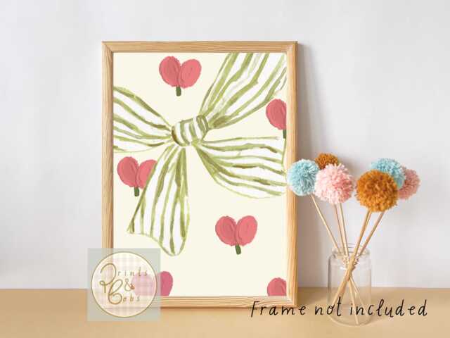 Vibrant Bow Print. Perfect For A Teen Or Tween Bedroom Playroom - Unframed - image 1