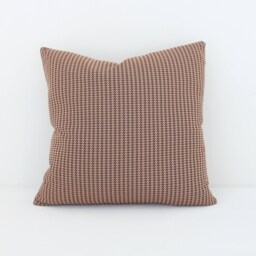 Vintage Dog Tooth Cushion Handmade Pink Brown Geometric Pattern - thumbnail 3