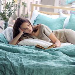Emerald Linen Duvet Cover European Bedding, Custom Sizes - thumbnail 2