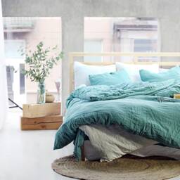 Emerald Linen Duvet Cover European Bedding, Custom Sizes - thumbnail 3