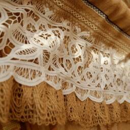 Custom Burlap Window Valance Curtain Vintage White Doily Lace - Rustic Kitchen - thumbnail 4