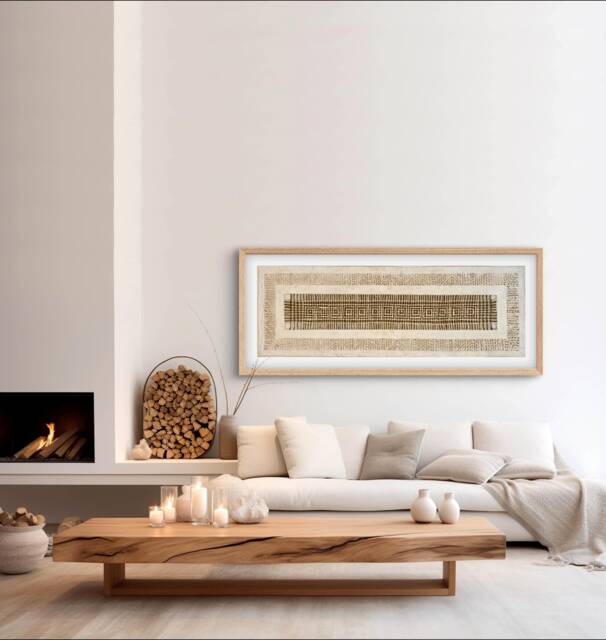 Handmade Mexican Amate Paper Wall Art - Xl 15.5X47 Modern - Unframed - image 1