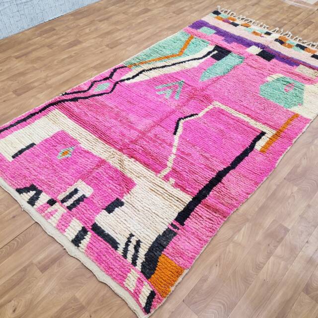 Handmade Boujaad Wool Rug - Multicolored Moroccan Berber Bohemian Carpet - image 1