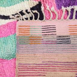 Handmade Boujaad Wool Rug - Multicolored Moroccan Berber Bohemian Carpet - thumbnail 4