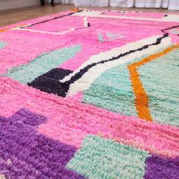 Handmade Boujaad Wool Rug - Multicolored Moroccan Berber Bohemian Carpet - thumbnail 2