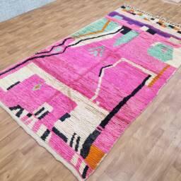 Handmade Boujaad Wool Rug - Multicolored Moroccan Berber Bohemian Carpet - thumbnail 1