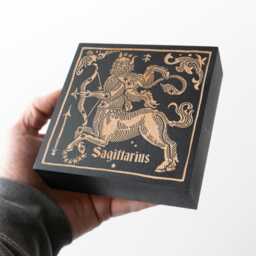 Sagittarius Zodiac Engraved Birch Wood Panel - Block Print Style Wall Art, Astrology Sign Illustration, Astrological Decor Gift - thumbnail 3