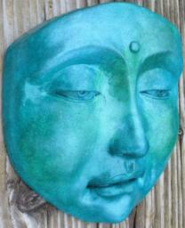 Handmade Blue Calming Buddha, Healing Sculpture Collectible Hangs On Door Or Wall, Home Decor - thumbnail 1