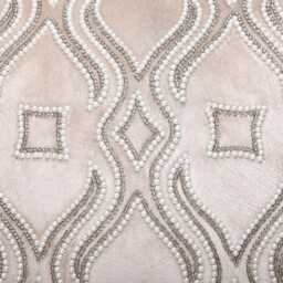 Cream Velvet Pillow Cover With Pearl & Silver Beads, Hand Embroidered - Bmcc089 - thumbnail 2