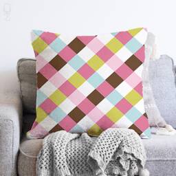 Gingham Throw Pillow Cover Multicoloured Chenille, Double Sided