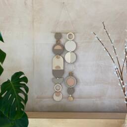 Neutral Modern Wall Art - Geometric Artwork Minimal Home Decor New Unique Centre Piece Long Tapestry Wood - thumbnail 3
